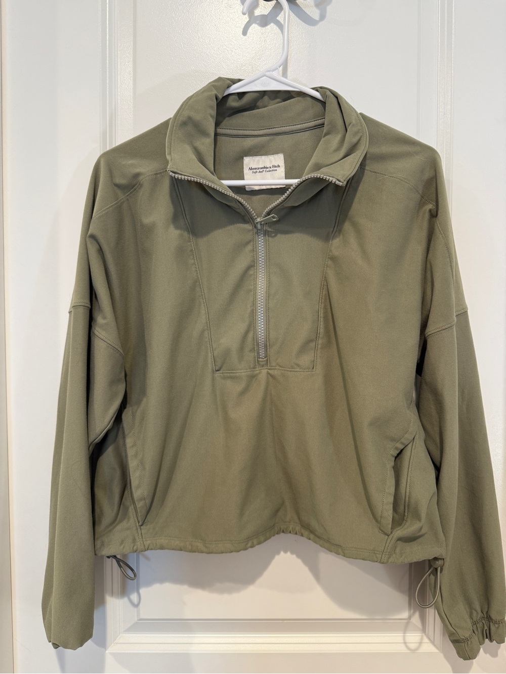 Abercrombie & Fitch Olive Drawcord Hem Pullover